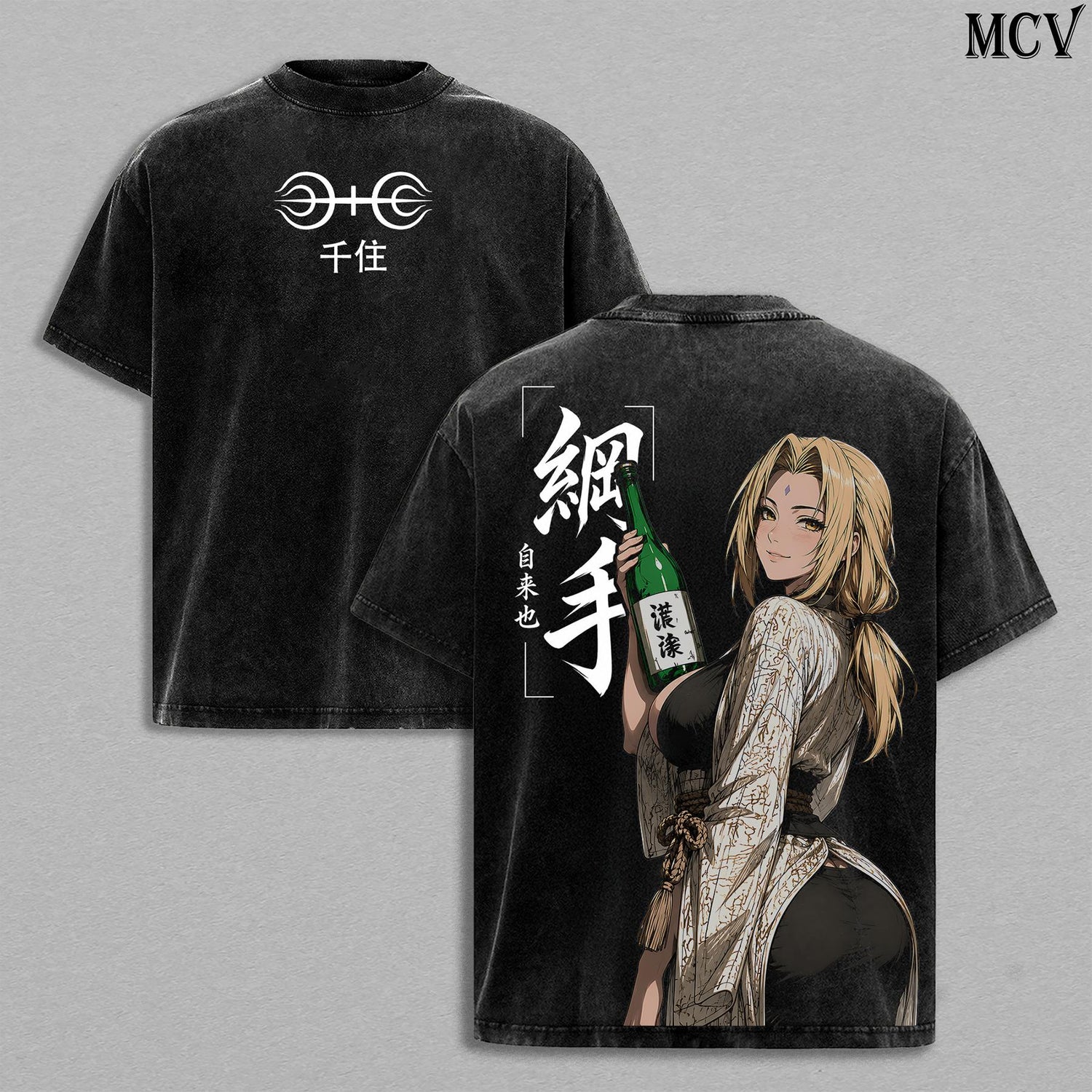 Tsunade Naruto Washed T-Shirt, Vintage Anime Oversized Tee, Heavy Cotton Streetwear Shirt