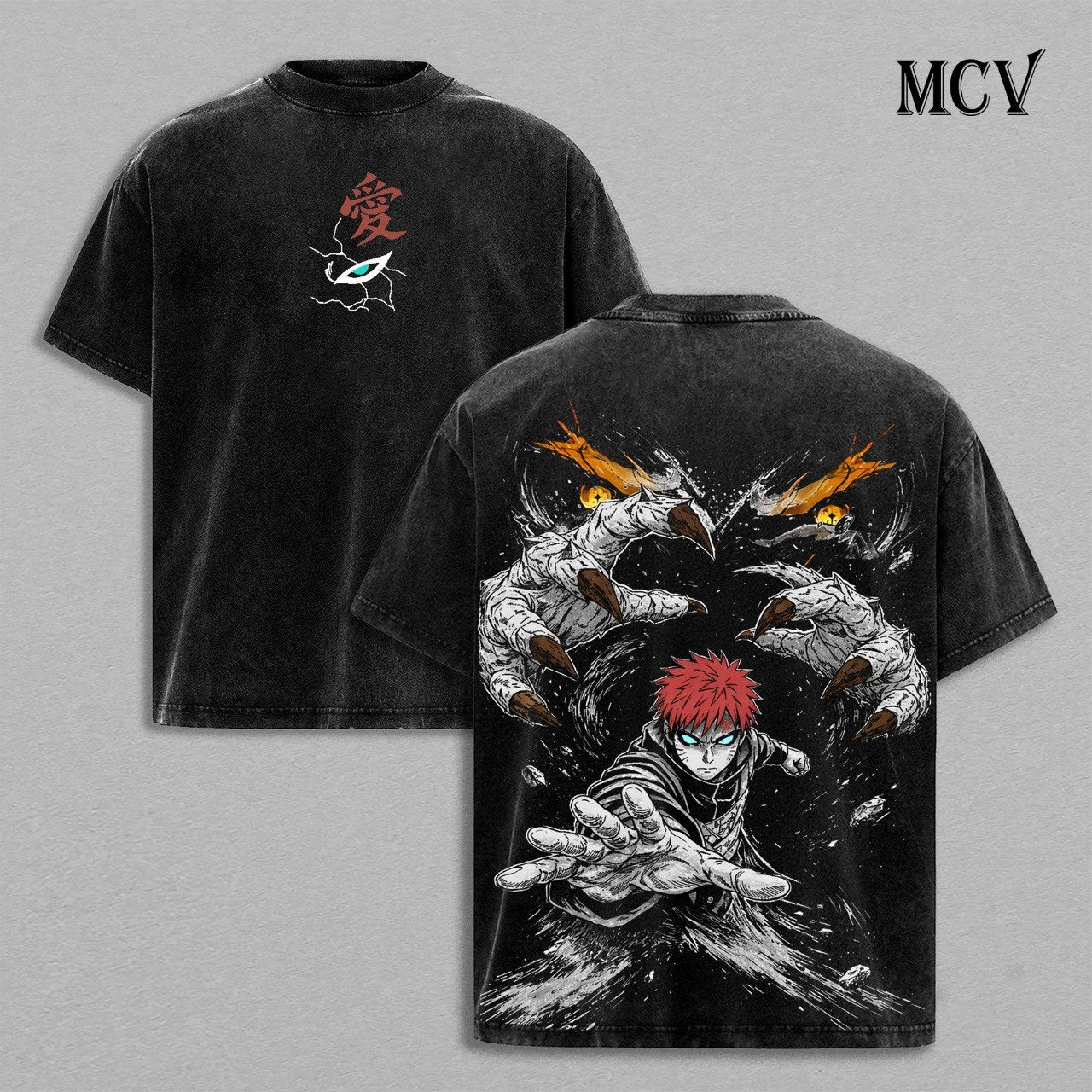 Gaara T-Shirt, Naruto Anime Tee, Kazekage Sand Power Vintage Washed Tee