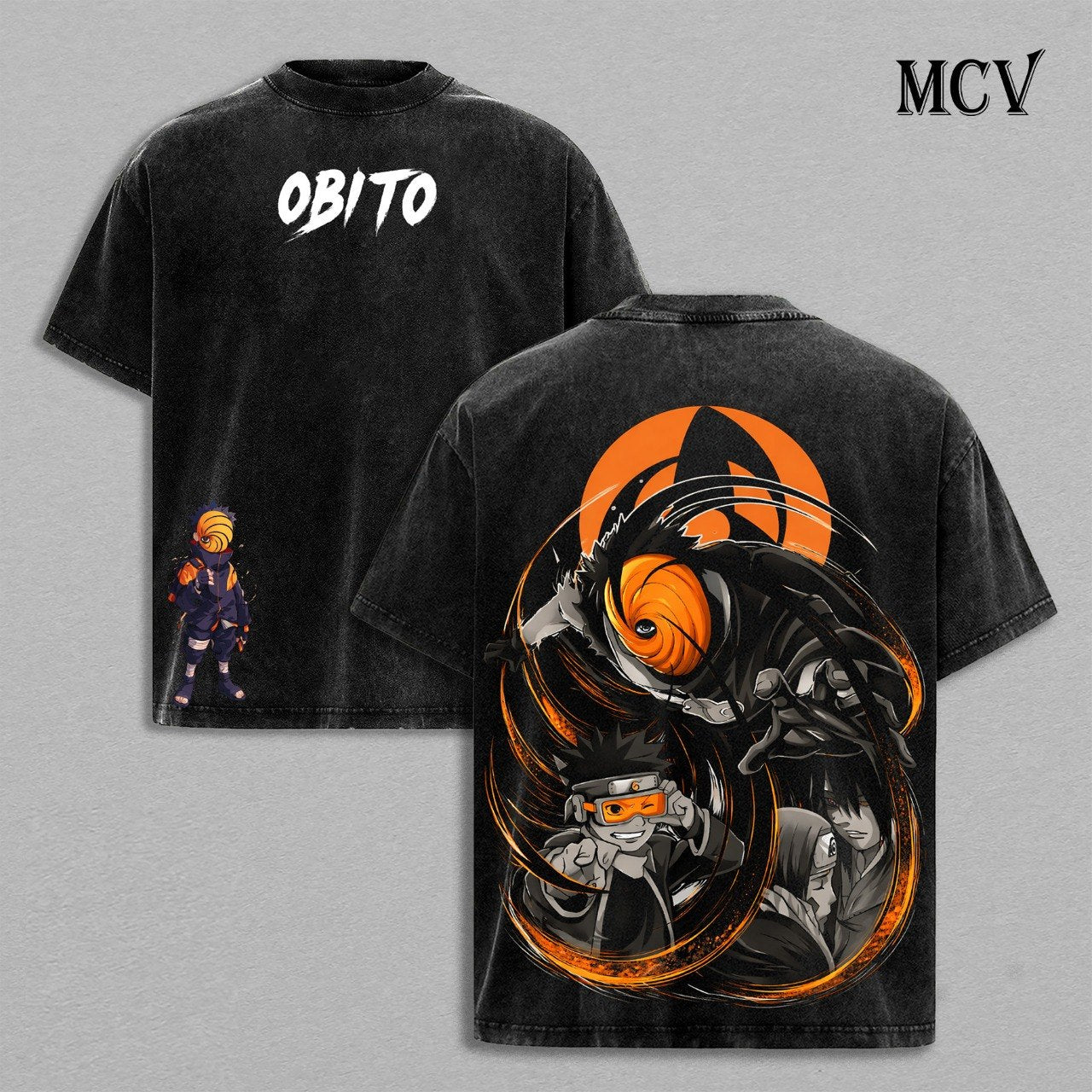 Obito Uchiha T-Shirt, Naruto Anime Tee, Masked Shinobi Vintage Washed Graphic Tee