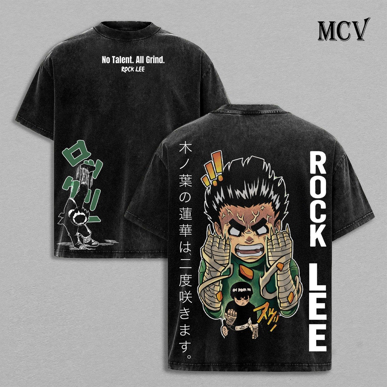 Rock Lee T-Shirt, Naruto Anime Tee, Hard Work Taijutsu Vintage Washed Tee