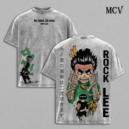 Rock Lee T-Shirt, Naruto Anime Tee, Hard Work Taijutsu Vintage Washed Tee
