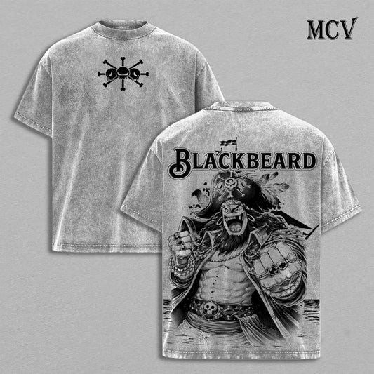 Blackbeard One Piece T-Shirt, Dark Pirate Anime Tee, Yami Power Vintage Washed Tee