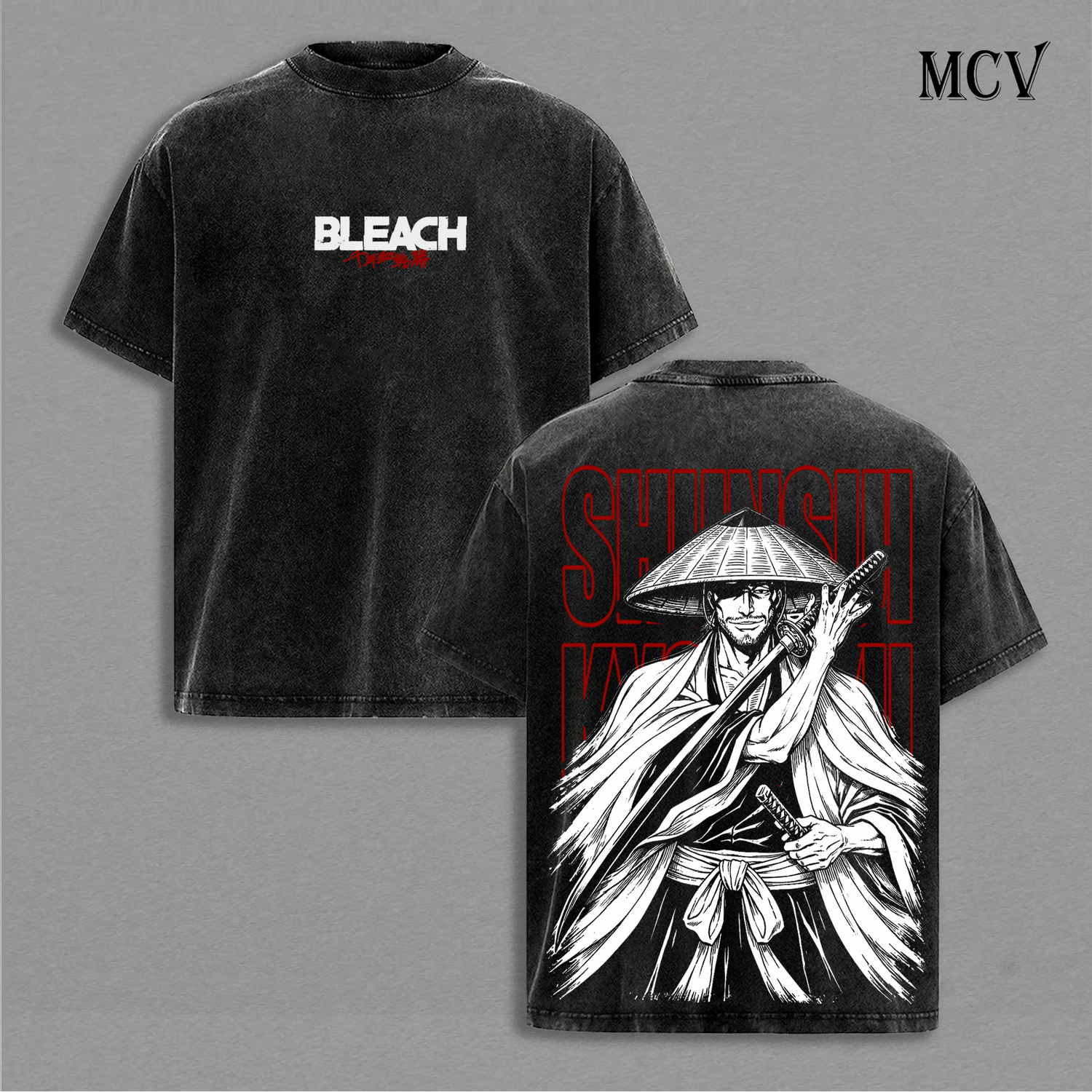 Shunsui Kyoraku T-Shirt, Bleach Anime Tee, Captain Soul Reaper Vintage Washed Tee