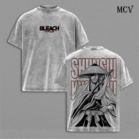 Shunsui Kyoraku T-Shirt, Bleach Anime Tee, Captain Soul Reaper Vintage Washed Tee