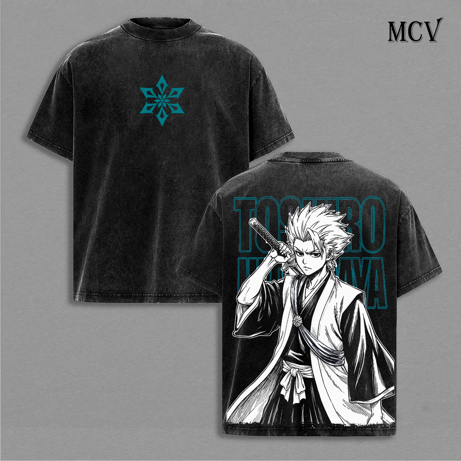 Toshiro Hitsugaya Bleach Vintage Washed T-Shirt, Ice Captain Anime Graphic Tee, Soul Reaper Streetwear Heavy Cotton Shirt