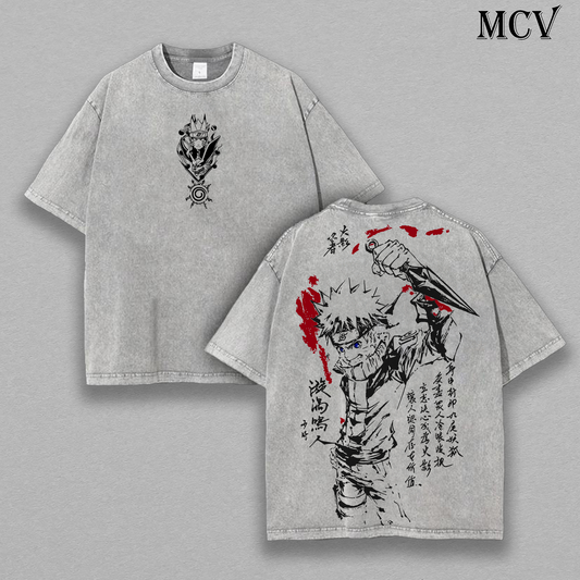 Leaf Ninja Naruto Uzumaki – Naruto Shippuden Vintage Washed Anime Graphic Tee Japanese Manga Streetwear