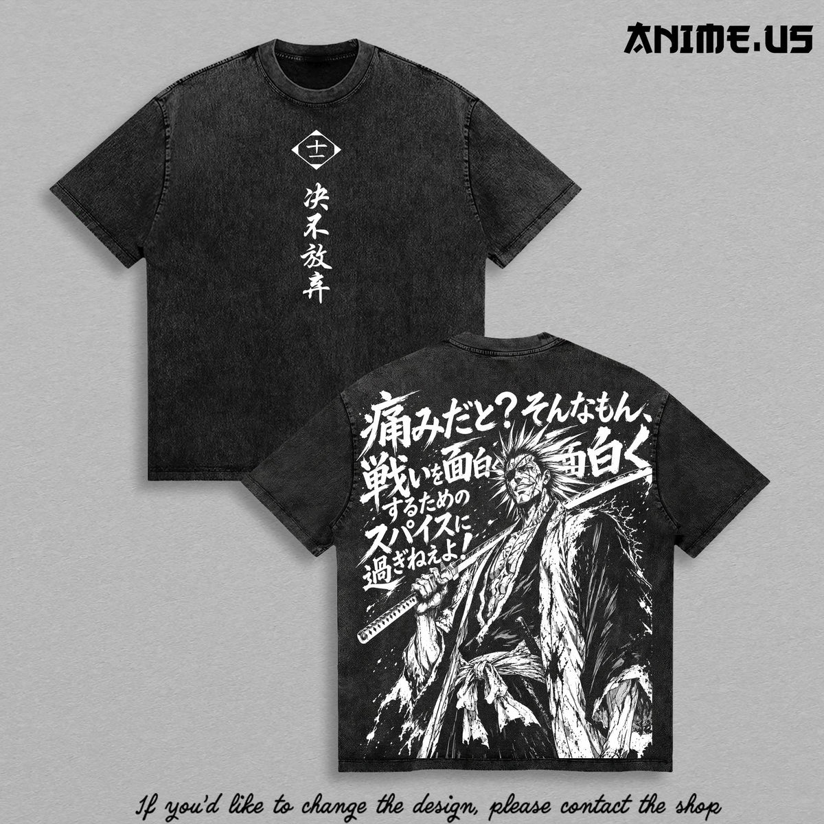 Kenpachi Zaraki Thousand-Year Blood War Bleach Captain Shirt Vintage Washed Anime Tee Soul Reaper Captain Graphic Shirt