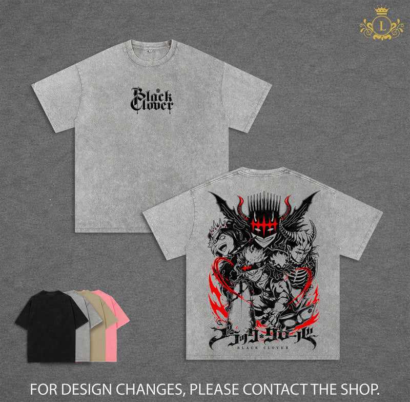 Asta Black Clover Ss 2 Tee – Asta Vintage Washed Tee| Anti-Magic Devil Power | Black Bulls | Black Clover Season 2 2026 Anime Manga Graphic | Premium Heavyweight 350gsm Cotton Oversized Unisex Streetwear