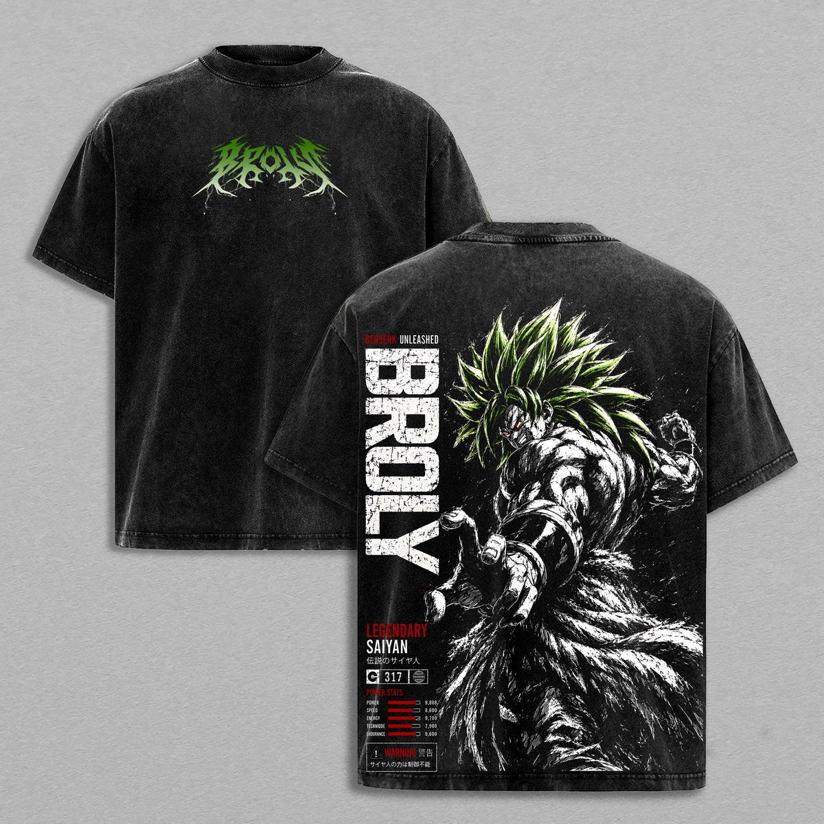 Broly DBZ Washed Tee – SuperSaiyan Berserker Anime Graphic Double Printed T-Shirt Menswear Heavy Cotton Unisex Oversize Streetwear Vintage Battle Beast Edition
