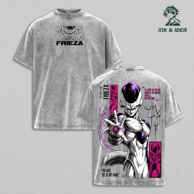 Frieza Vintage Washed Gym T-Shirt, Dragon Ball Z Graphic Tee, Emperor Frost Demon Anime Oversized Heavy Cotton Shirt, Retro Manga Unisex Streetwear