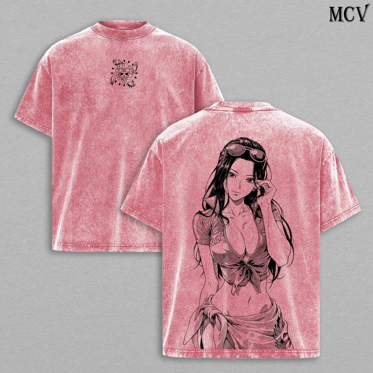 Nico Robin Washed Tee – One Piece Anime Manga Devil Child Graphic Double Printed T-Shirt, Menswear Heavy Cotton Unisex Oversize Streetwear Vintage Edition