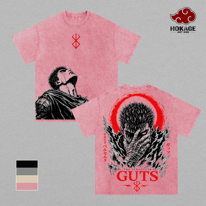 Guts Berserk T-Shirt, Black Swordsman Graphic Tee, Vintage Washed Manga Shirt, Oversized Back Print T Shirt, Heavyweight Cotton Tee, Dark Anime Streetwear