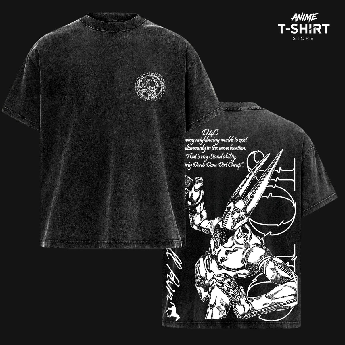 D4C T-Shirt JoJo’s Bizarre Adventure, President Valentine Graphic Tee, Steel Ball Run Anime T‑Shirt ,Retro Washed Cotton, Unisex Anime Streetwear