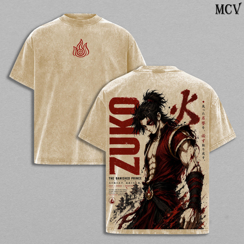Zuko Avatar 2026 Tee – Zuko Avatar Aang: The Last Airbender Vintage Washed T-Shirt | Fire Lord | Fire Nation Warrior | Animated Graphic Tee | Heavy Cotton Unisex Oversized Streetwear Top