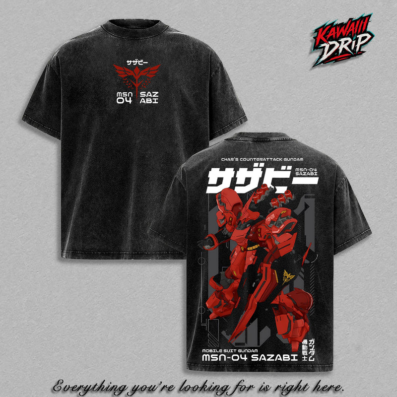 MSN-04 Sazabi Gundam T-Shirt, Mobile Suit Gundam Graphic Tee, Char's Counterattack Shirt, Mecha Anime Streetwear T-Shirt, Vintage Graphic Tee, Sazabi Back Print Shirt, Graphic Tee, Gundam Mecha Apparel, Trendy Streetwear Anime Merch, Soft Casual T-Shirt