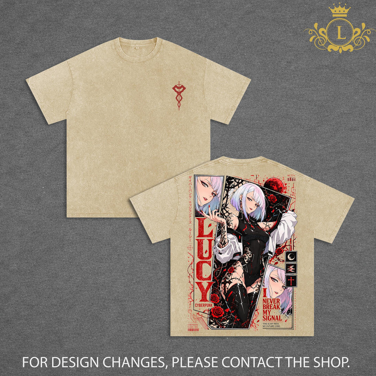 Limited Lucy Cyberpunk Edgerunners Anime Girl Vintage Washed Oversized Graphic Tee Heavyweight Cotton Streetwear Shirt