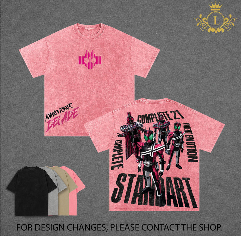 Kamen Rider Decade Vintage Washed Tee, Tokusatsu Inspired Streetwear, Retro Superhero Graphic Tee, Heavyweight Cotton Oversized Shirt, Dark Aesthetic Manga Apparel, Unisex Anime Streetwear, Vintage Hero Graphic Tee, Trending Streetwear 2026