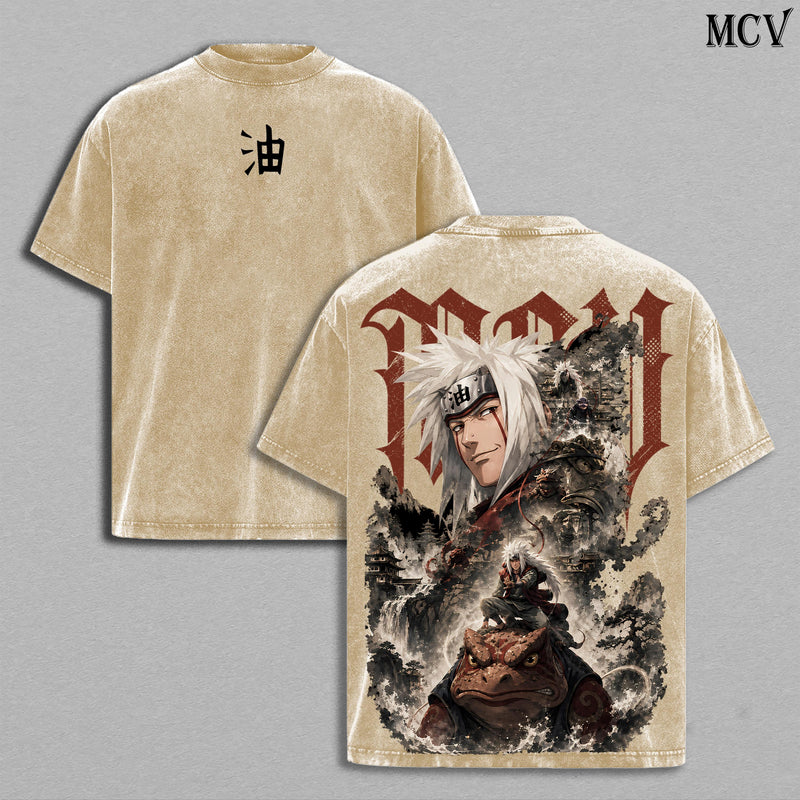 Jiraiya Naruto Tee – Jiraiya Vintage Washed T-Shirt | Pervy Sage | Legendary Sannin Anime Manga Graphic Tee | Heavy Cotton Unisex Oversized Streetwear Top