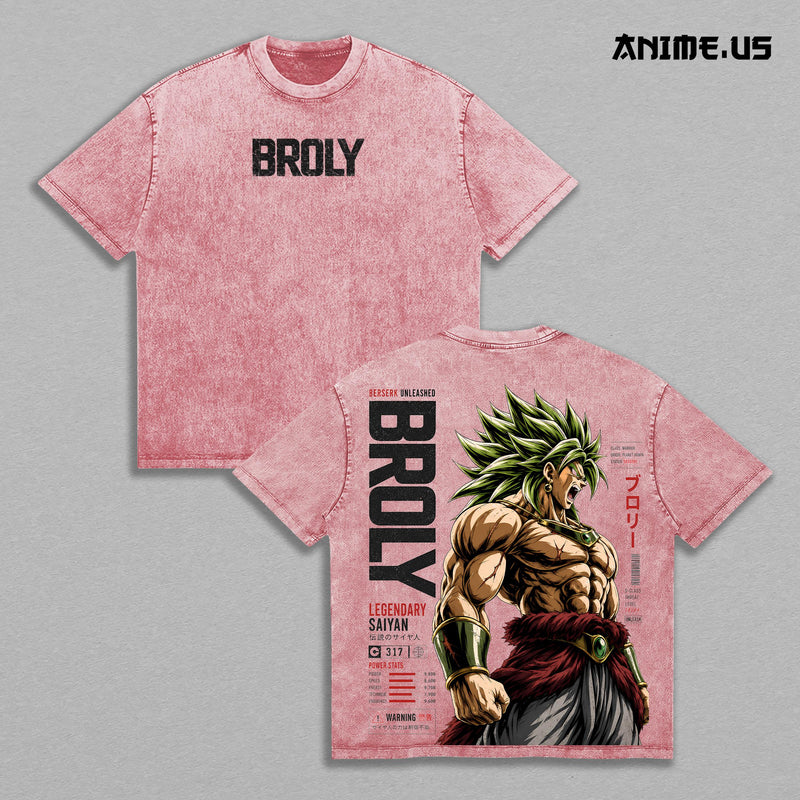 Broly Legendary Saiyan Berserk Unleashed DBZ Vintage Anime Washed Tee Oversized Heavy Cotton Graphic Shirt Streetwear Gift for Anime Lovers