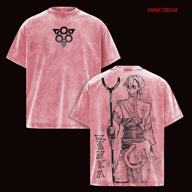 Zanka Nijiku Gachiakuta Anime Double Printed Vintage Washed Tee Unisex Oversize Anime Manga Washed Heavyweight Cotton T-shirt