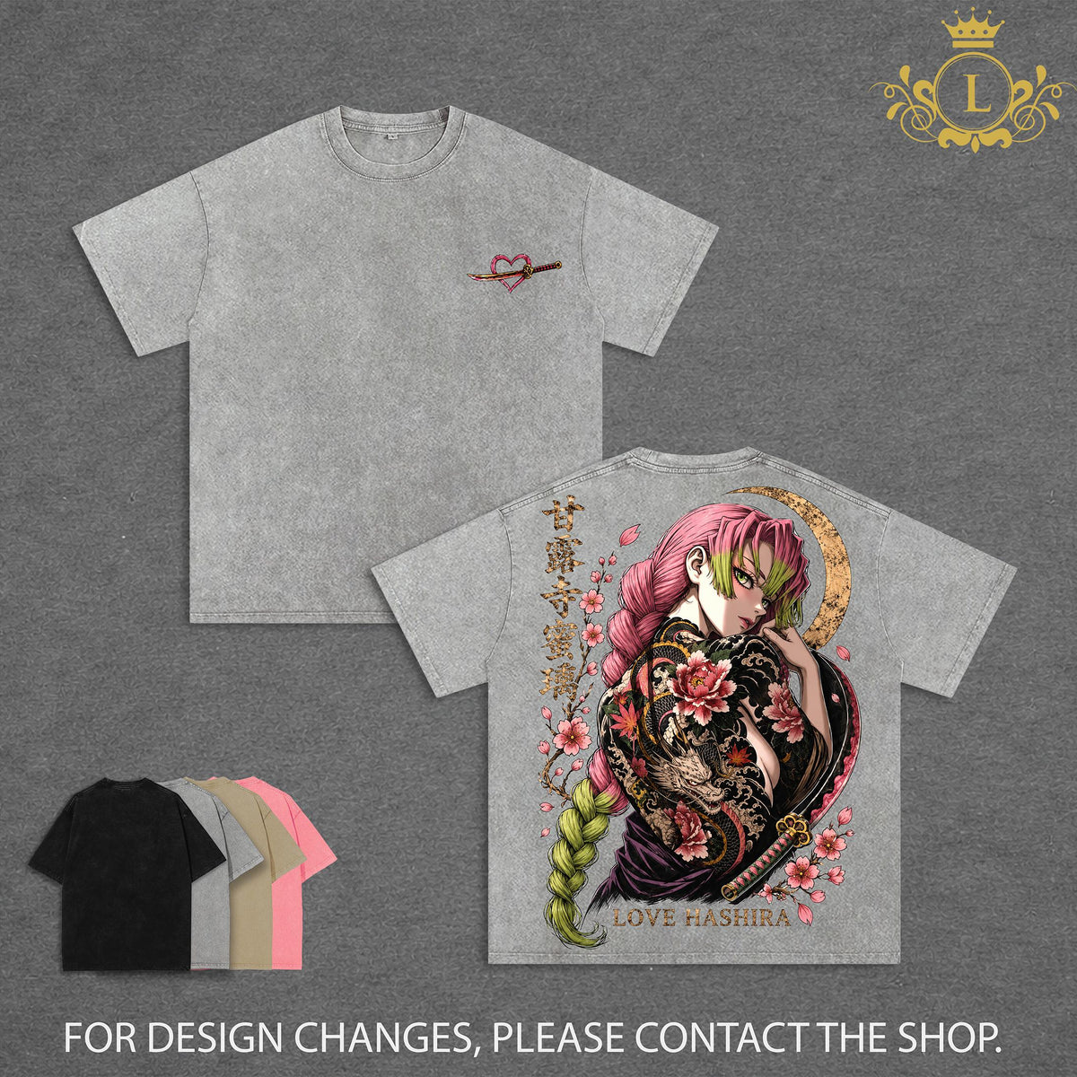 Mitsuri Kanroji - Demon Slayer T-Shirt,Love Hashira Anime Graphic Tee, Kimetsu No Yaiba Manga Shirt, Vintage Japanese Streetwear, Oversized Graphic Tees Men, Distressed Anime Shirt, Demon Slayer Merch for Men