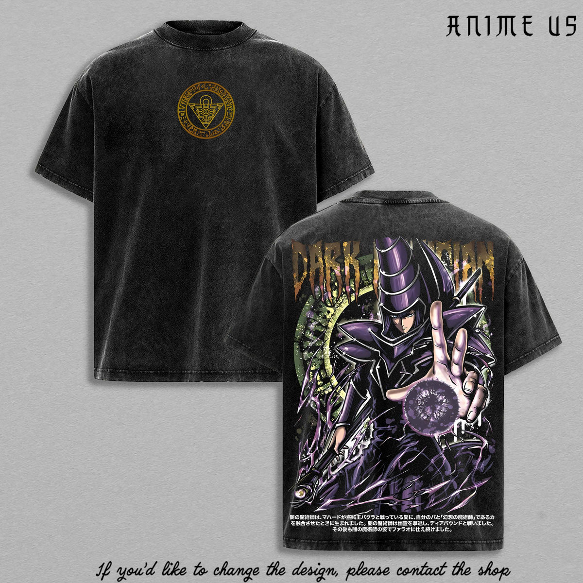 Dark Magician Yu-Gi-Oh Vintage Washed T-Shirt | Retro Anime Streetwear Inspired by the Legendary Spellcaster | Magic Circle Graphic Tee for YuGi Style Fans | Heavy Cotton