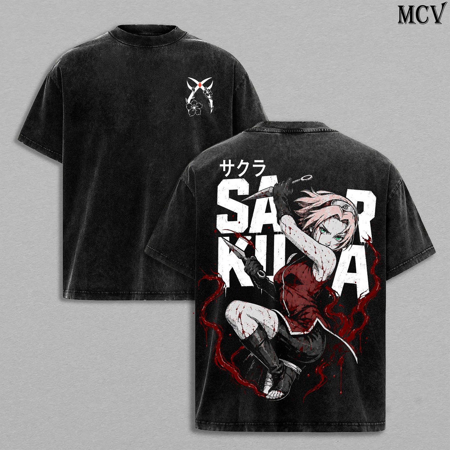 Sakura Haruno Naruto Washed T-Shirt, Vintage Anime Oversized Tee, Heavy Cotton Streetwear Shirt