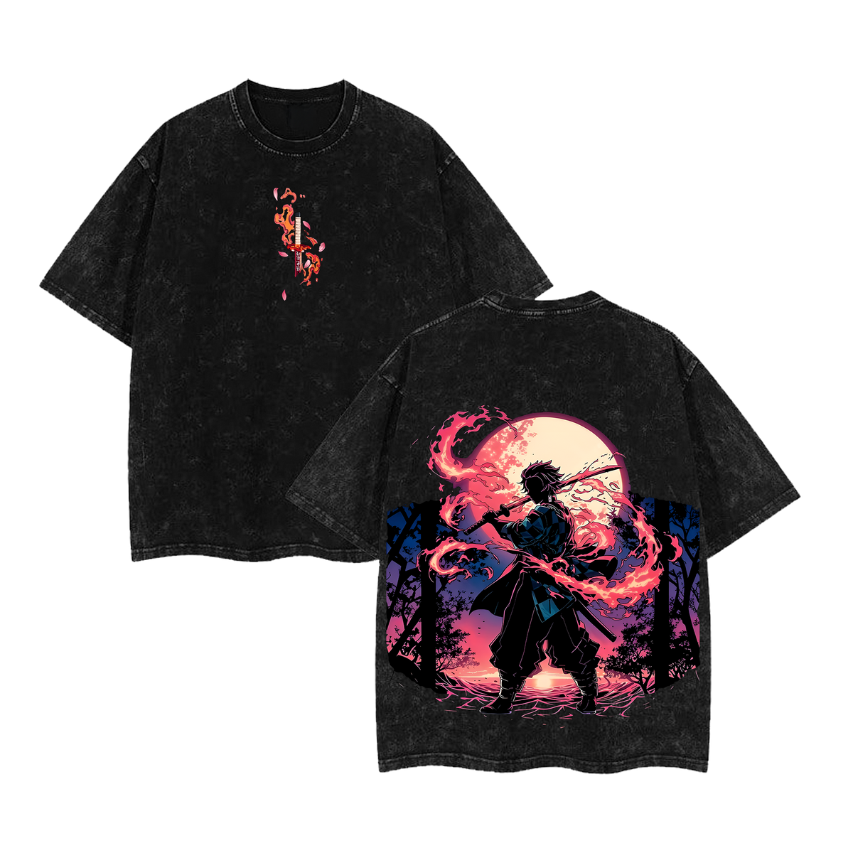 Tanjiro Demon Slayer Anime Washed T-Shirt