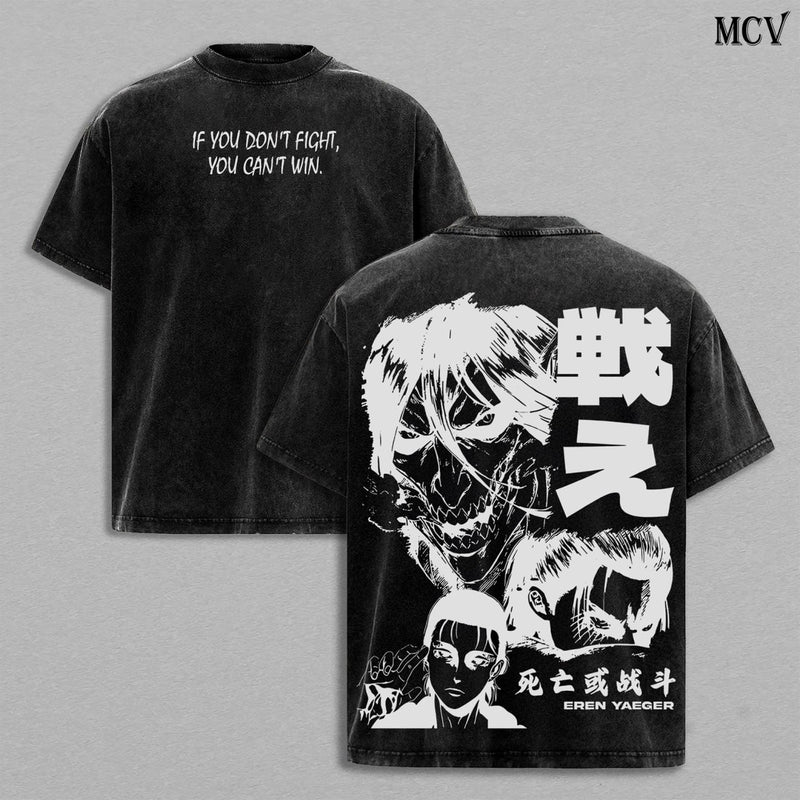 Rage Titan Eren – Attack on Titan Vintage Washed Anime Graphic Tee