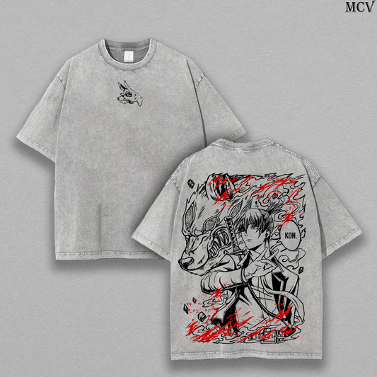 Fox Devil Contract Aki Hayakawa – Chainsaw Man Vintage Washed Anime Graphic T-Shirt Japanese Manga Streetwear