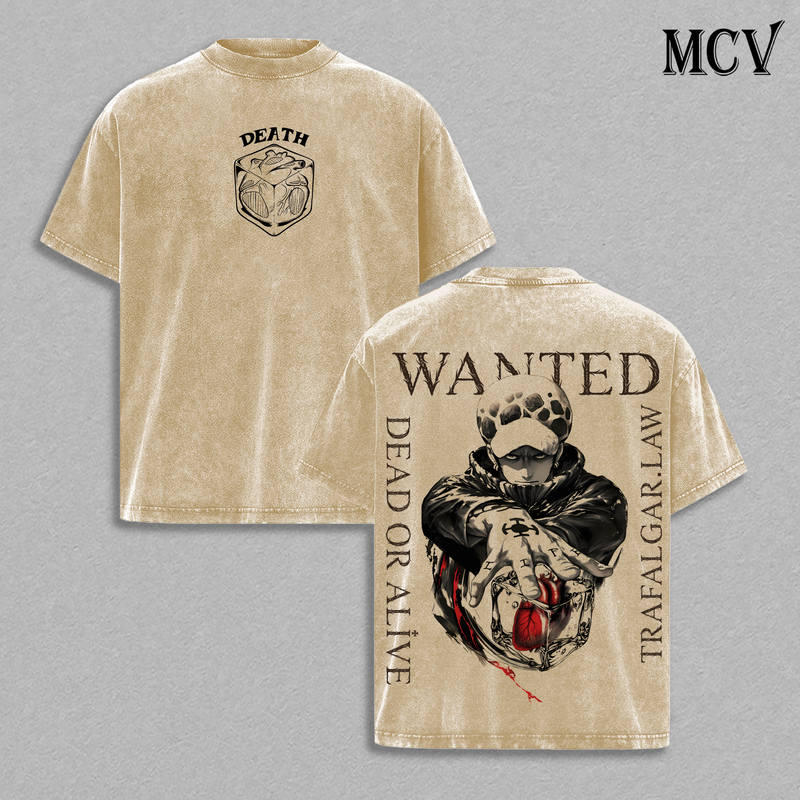 Law Surgeon of Death T-Shirt, Anime Swordsman Tee, Pirate Doctor Graphic Shirt, Vintage Washed Cotton Streetwear