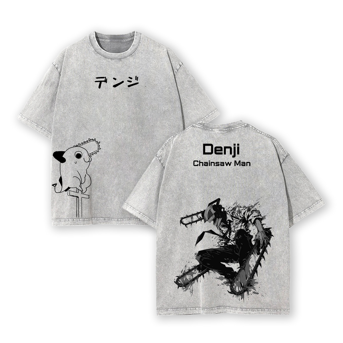 Denji x Pochita Chainsaw Man Tee Washed
