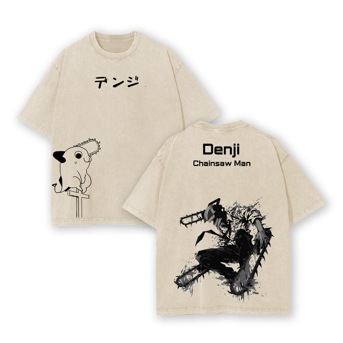 Denji x Pochita Chainsaw Man Tee Washed