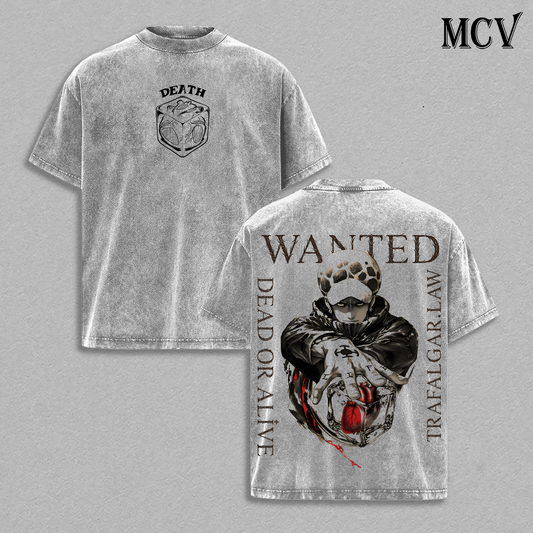 Law Surgeon of Death T-Shirt, Anime Swordsman Tee, Pirate Doctor Graphic Shirt, Vintage Washed Cotton Streetwear