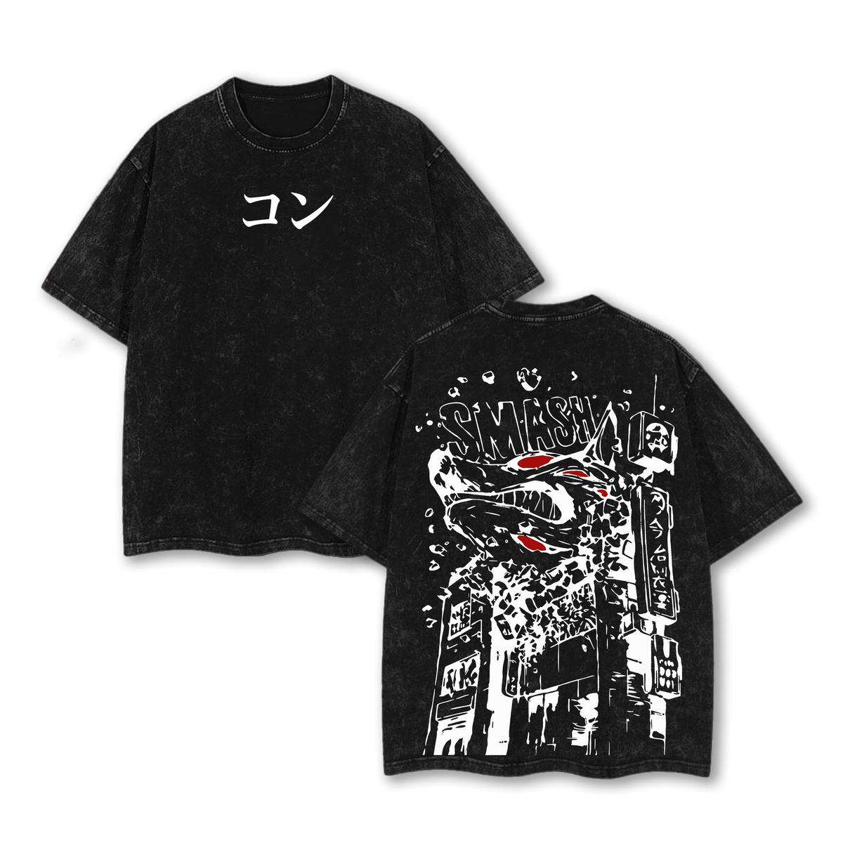 Kon Fox Devil Tee – Aki Hayakawa Chainsaw Man Limited Edition Vintage Washed Oversized Heavy Cotton T-Shirt