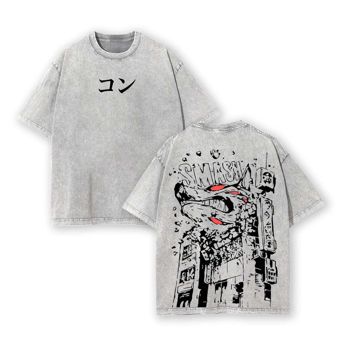 Kon Fox Devil Tee – Aki Hayakawa Chainsaw Man Limited Edition Vintage Washed Oversized Heavy Cotton T-Shirt