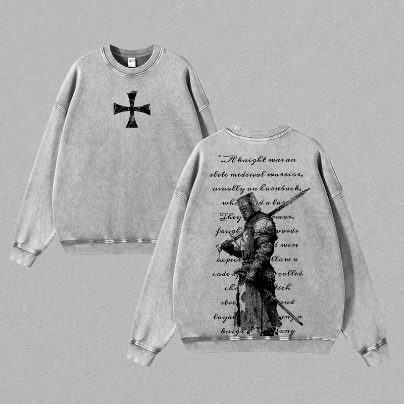 Crusader Knight - Christian Knight Medieval Knight Vintage Washed T Shirt | Warrior of Honor Faith and Loyalty Graphic | Crusader Armor Aesthetic Streetwear Tee Jesus Apparel Christian Bible Verse