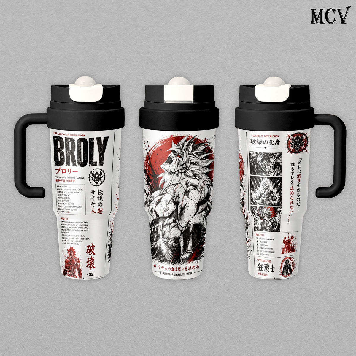 Broly Legendary Super Saiyan - Dragon Ball Anime - Berserker Power Manga Style Embossed Raised Art - 17oz 24oz 30oz Insulated Tumbler, Stainless Steel Water Bottle, Straw Cup, Handle Travel Mug
