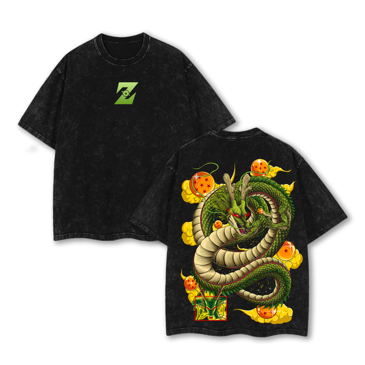 Dragon Ball Shenron Retro Edition Vintage Unisex Oversize Anime Manga Acid Washed Cotton T-shirt