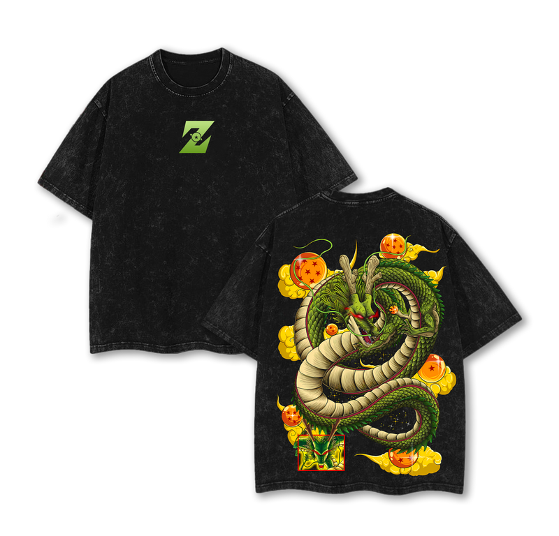 Dragon Ball Shenron Retro Edition Vintage Unisex Oversize Anime Manga Acid Washed Cotton T-shirt