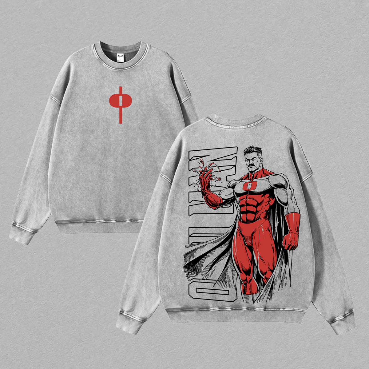 Omni-Man - Invincible Graphic Tee Vintage Washed Oversized Heavyweight T-Shirt, Anime Comic Streetwear Shirt, Blood Power Back Print Graphic Tee, Heavy Cotton Unisex, Gym Pump Cover Anime Gamer Outfit, Gift For Invincible Fans