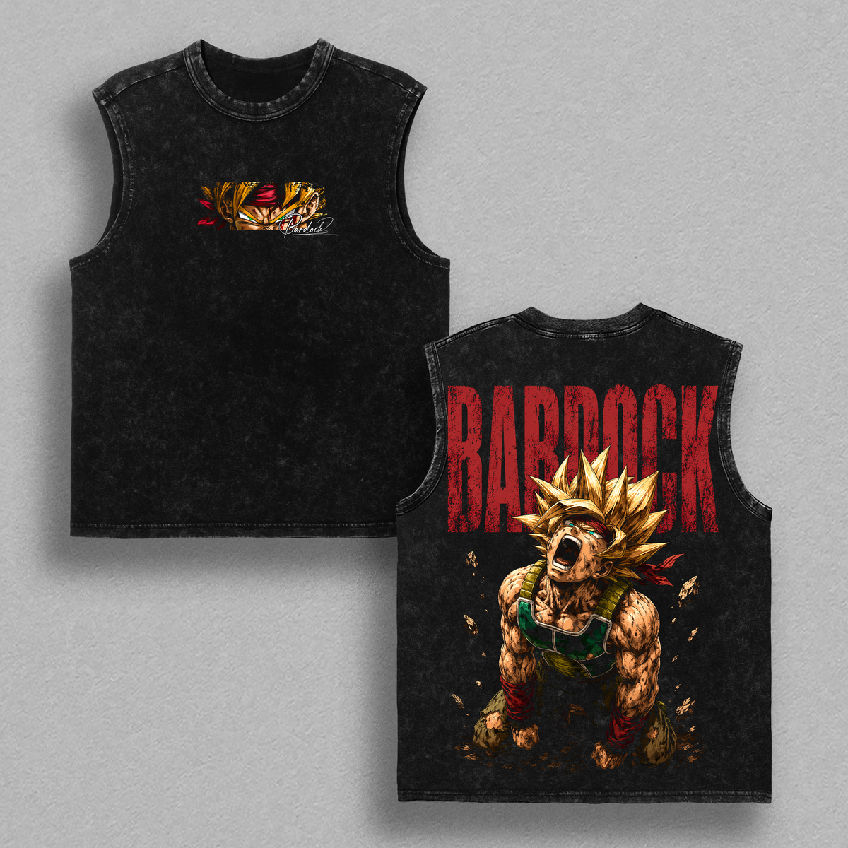 Bardock DBZ Vintage Washed T Shirt Anime Graphic Tee Super Saiyannn Bardock Oversized Heavyweight Cotton Top Classic Menswear Clothes Apparel Gift for DBZ Fans Men Women