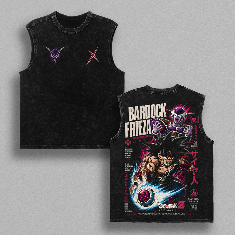 Bardock vs Frieza DBZ T-Shirt, Saiyan Warrior Galactic Emperor Graphic Tee, Back Print Vintage 90s Anime Shirt, Graphic Tees Men, Trendy Tshirts, Men's T Shirts, DBZ Streetwear, Unisex Cotton Distressed Tee, Merch For Men