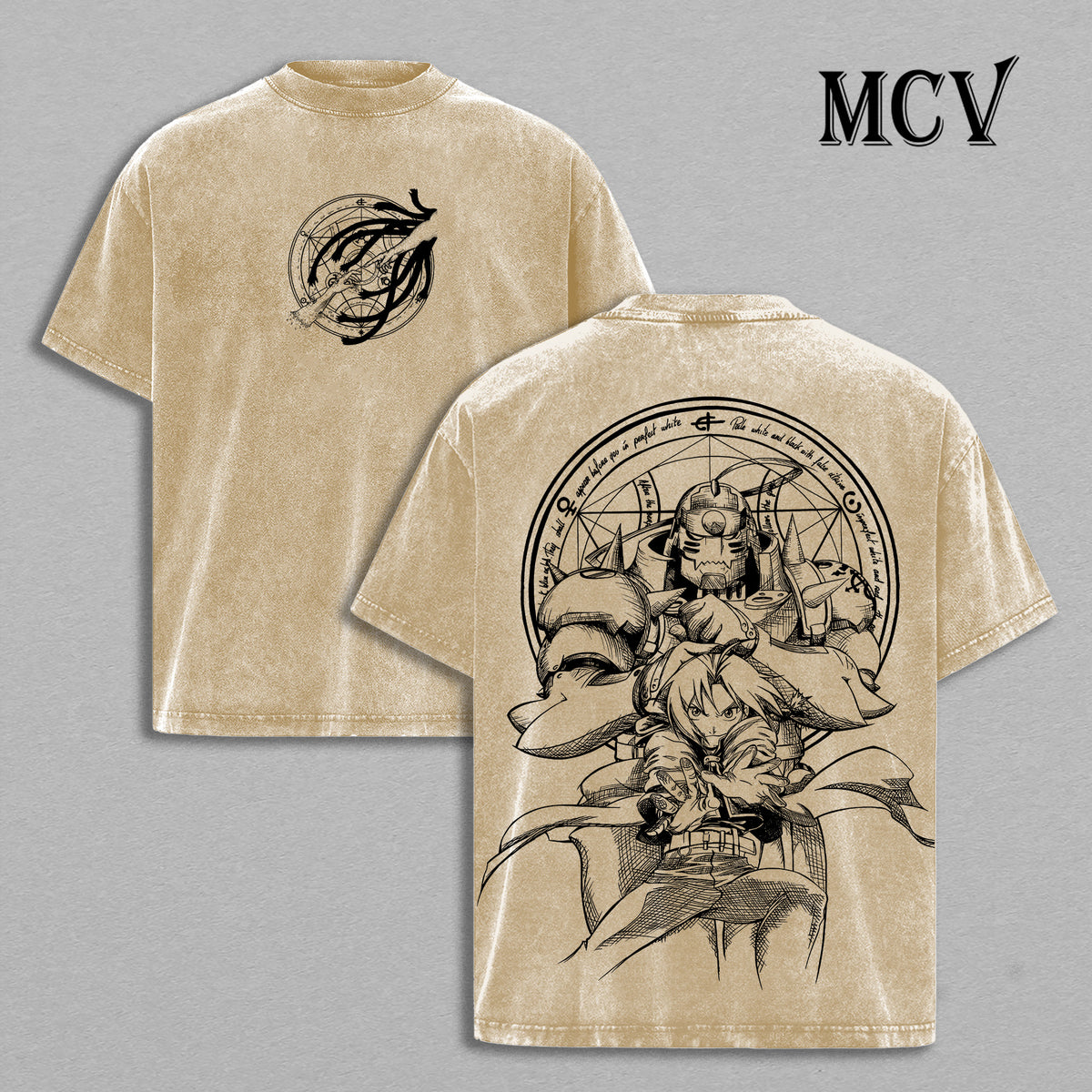 Edward Elric and Alphonse Elric Washed T-Shirt, Anime Graphic Streetwear Fashion