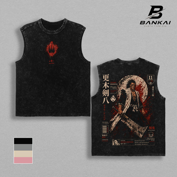 Kenpachi Zaraki Bleach T-Shirt Hoodie Sweatshirt Tank Top Vintage Washed Oversized Streetwear Graphic Tee Anime Merch