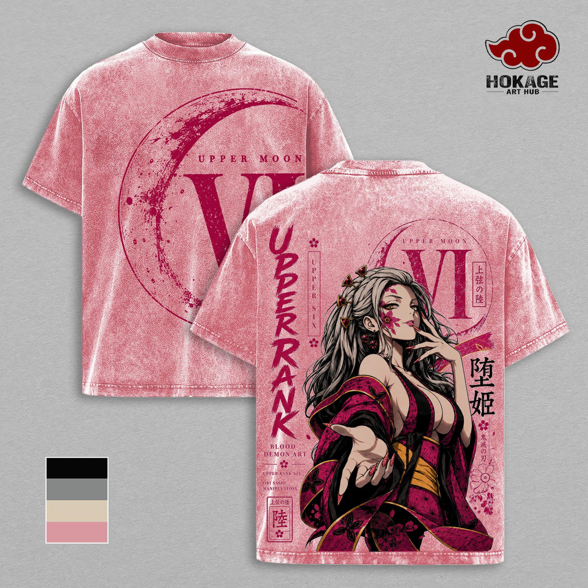 Daki Demon Slayer T-Shirt, Kimetsu No Yaiba Upper Moon Six Graphic Tee, Anime Shirt, Vintage Manga Tee, Japanese Streetwear, Oversized T Shirt, Back Print Tee, Anime Merch, Unisex Graphic Shirt
