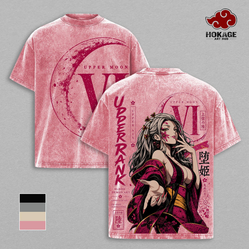 Daki Demon Slayer T-Shirt, Kimetsu No Yaiba Upper Moon Six Graphic Tee, Anime Shirt, Vintage Manga Tee, Japanese Streetwear, Oversized T Shirt, Back Print Tee, Anime Merch, Unisex Graphic Shirt