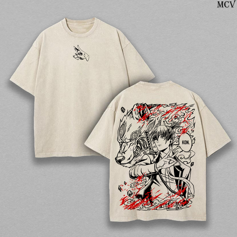 Fox Devil Contract Aki Hayakawa – Chainsaw Man Vintage Washed Anime Graphic T-Shirt Japanese Manga Streetwear