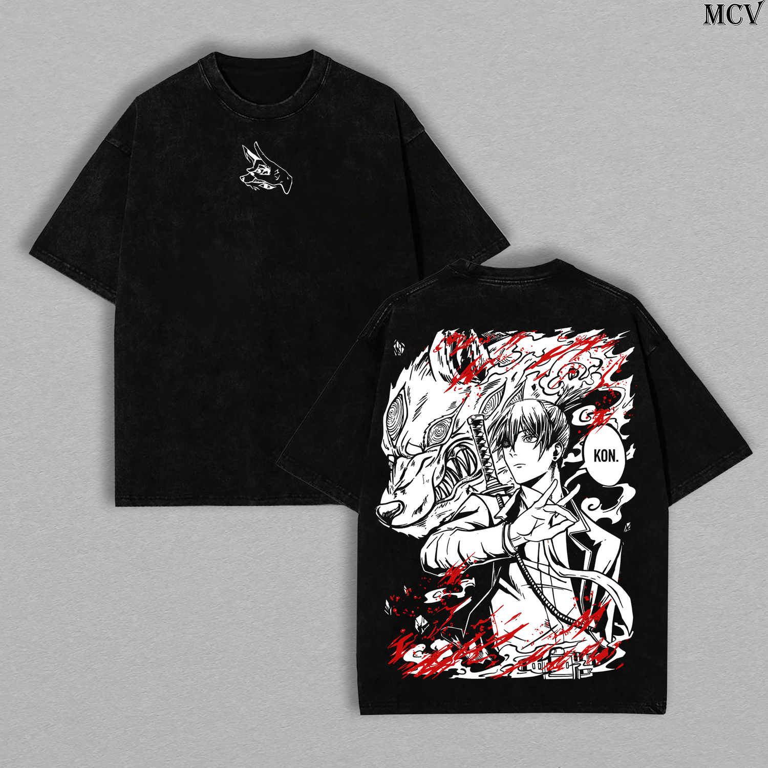 Fox Devil Contract Aki Hayakawa – Chainsaw Man Vintage Washed Anime Graphic T-Shirt Japanese Manga Streetwear