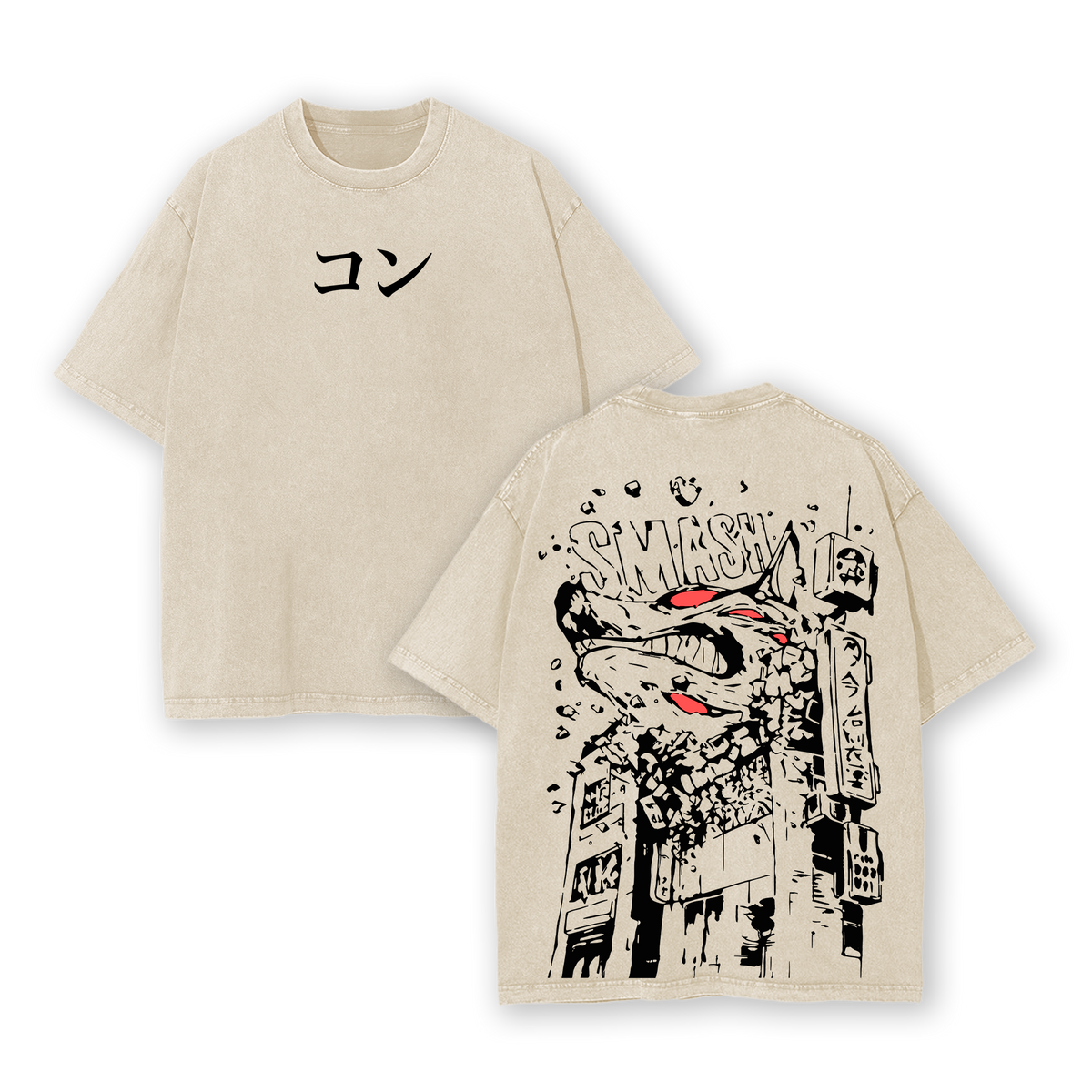 Kon Fox Devil Tee – Aki Hayakawa Chainsaw Man Limited Edition Vintage Washed Oversized Heavy Cotton T-Shirt